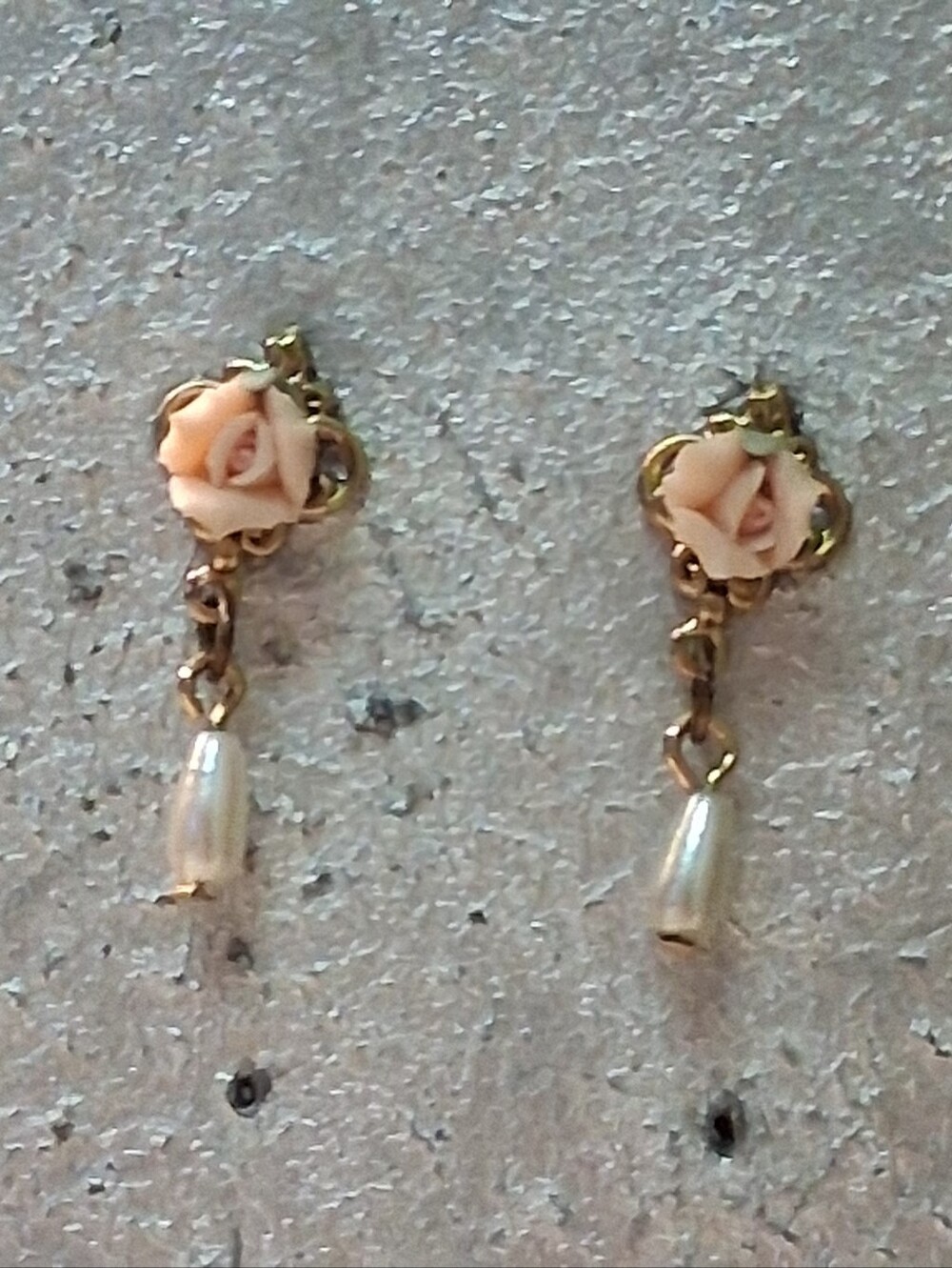 Delicate Pink Rose Pearl Drop Earrings - Elegant Women's Jewelry